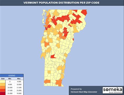 Vermont Zip Code Map And Population List In Excel