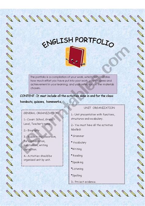 English Portfolio Esl Worksheet By Mmayra