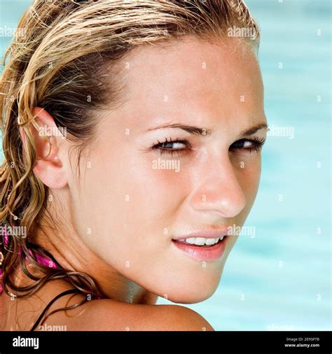 Portrait Of A Young Woman In A Swimming Pool Stock Photo Alamy