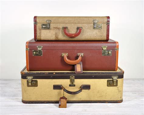 Vintage 1940s Luggage Set Vintage Leather Suitcases