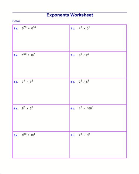 Power To Power Exponents Worksheet