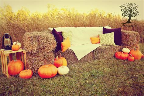 2014 Fall Mini Session Set Hay Bale Couch Field Pumpkins Pillows
