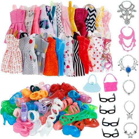 Buy 32 Item Set Doll Accessories 10 Mix Fashion Cute Dress 4 Glasses 6 Necklaces 2 Handbag 10