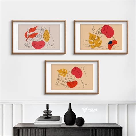 Printable Sexual Abstract Art Threesome Sex Poster Lesbian Etsy