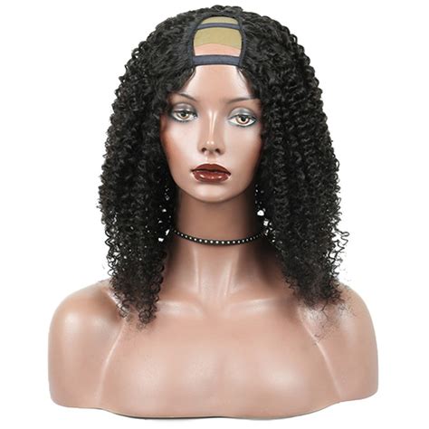 U Part Human Hair Wigs Brazilian Kinky Curly U Part Wig For Women Natural Black Curly Wig