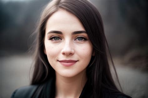 Premium AI Image A Woman With Dark Hair And A Black Jacket Smiles At The Camera