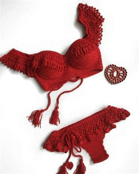 como fazer biquíni de crochê passo a passos gráficos revista artesanato red crochet bikini