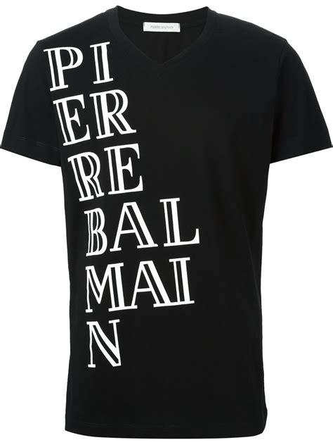 Balmain Logo Print T Shirt In Black For Men Lyst