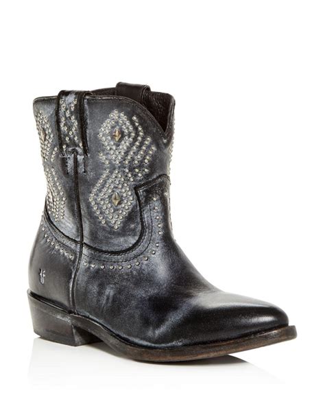 Frye Womens Billy Distressed Leather Low Heel Western Boots In Black
