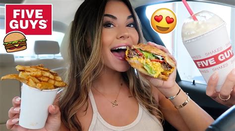 Five Guys Mukbang •double Cheeseburger Cajun Fries And Milkshake• Youtube