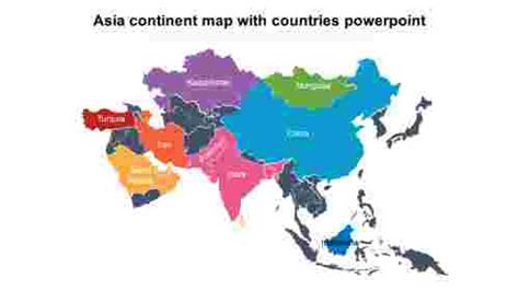 Free Editable Colored Regions Asia Map Template Slide