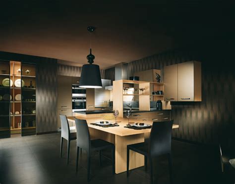 Cuisine moderne noir blanc et bois. cuisine noir blanc bois