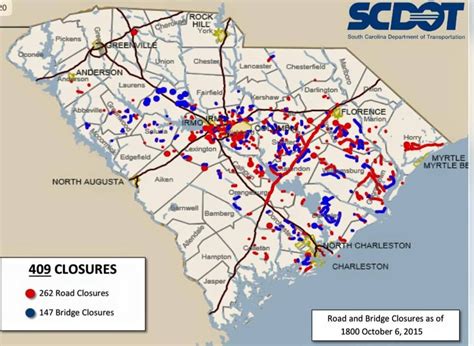 South Carolina Road Closures Map World Map Shower Curtain