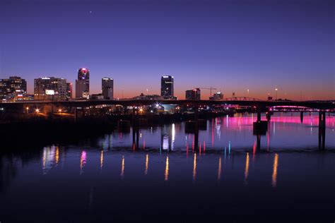 Arkansas River And Little Rock Skyline At Sunset X Post From R