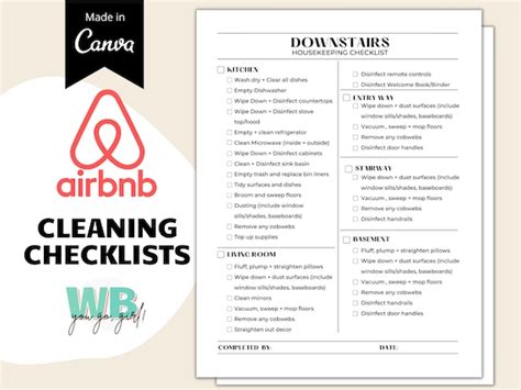 Templates Airbnb Printable Checklist Vacation Rental Cleaning Template