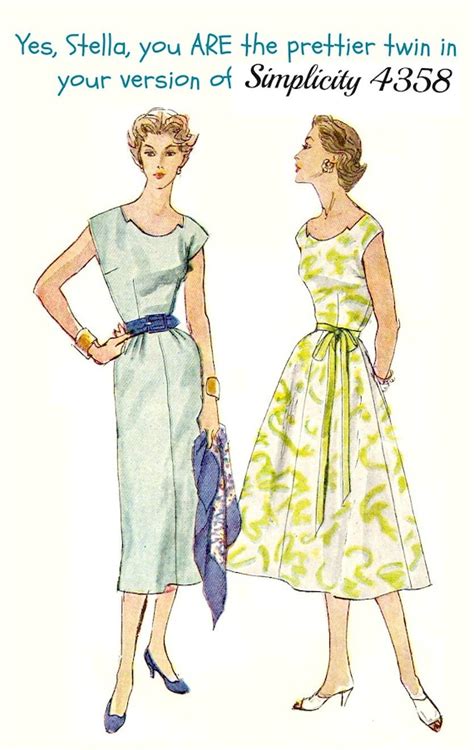 Vintage Dress Sewing Pattern With Neckline Detail