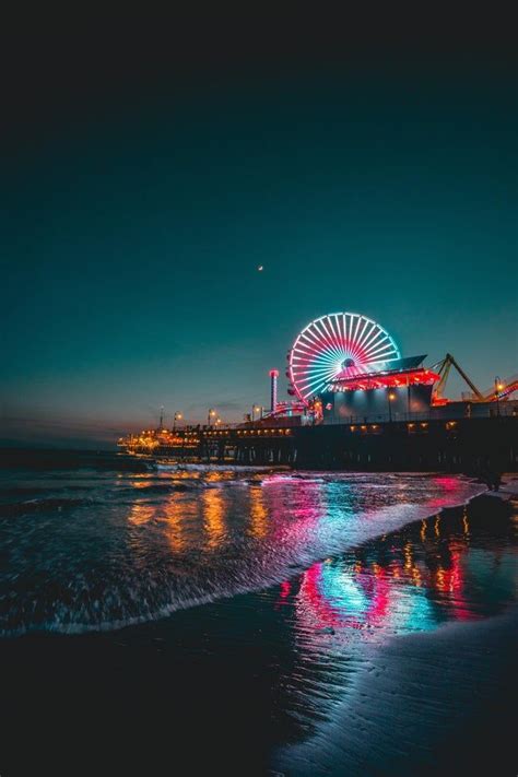 Santa Monica Pier At Night Nature Wallpaper Color Of Life Travel