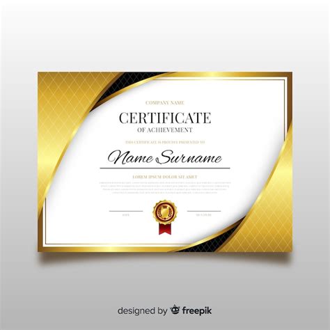 Plantilla Elegante De Diploma Con Elementos Dorados Vector Premium