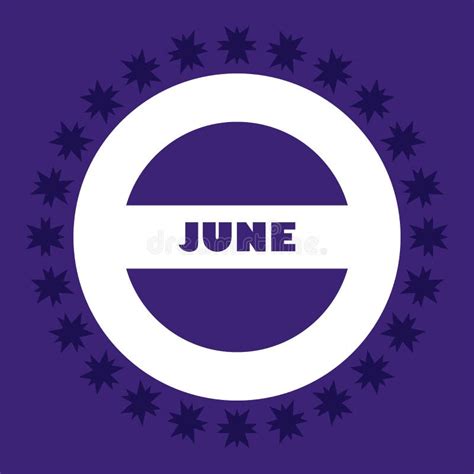 June Month On Circle Shape Vector Illustration Stock Vector