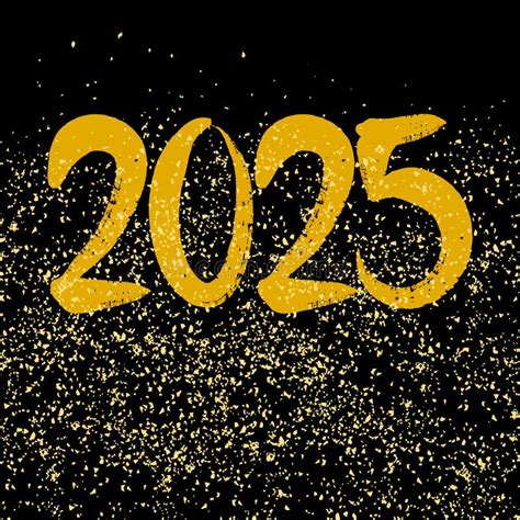 Happy New Year 2025 Golden Vector Wishes On Black Background Stock