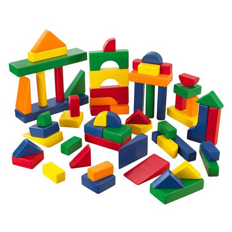 Kidkraft 60 Piece Wooden Cutout Shapes Block Building Architectural Set