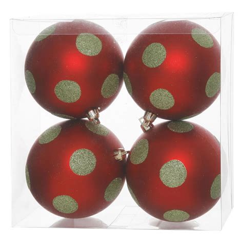 Vickerman 47 In Polka Dot Glitter Ball Ornament Set Of 4