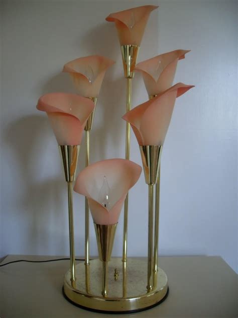 Vintage Calla Lily Lamp In Pink