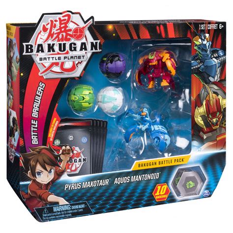 Bakugan Battle Pack 5 Pack Pyrus Maxotaur And Aquos Mantonoid