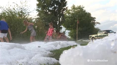 Severe Storms In Michigan Leave Large Hail Accumulation Damage To