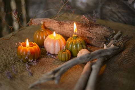 Candles With The Shape Of Pumpkins For Halloween White Golden