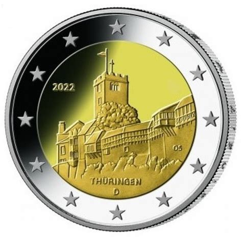 Pièce 2 Euro Commémorative Allemagne 2022 Thüringen Wartburg Atelier