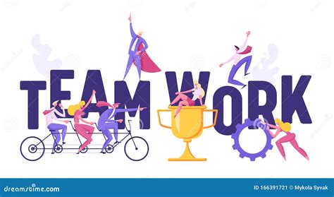 Successful Business Teamwork Concept Banner Business People Characters