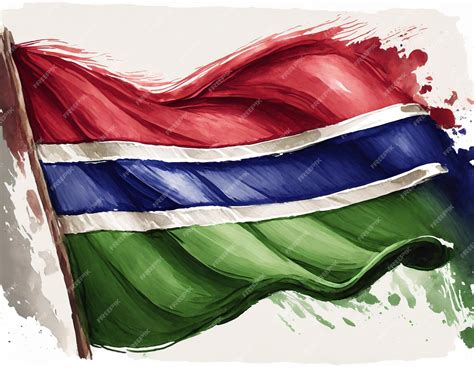Premium Ai Image Art Brush Watercolor Painting Of Gambia Flag Blown