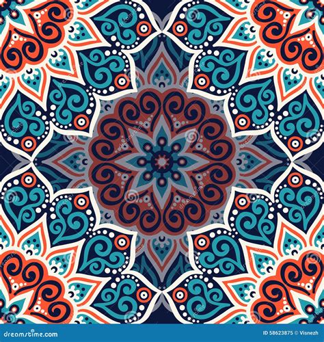 Ethnic Floral Seamless Pattern Stock Vector Illustration Of Circle