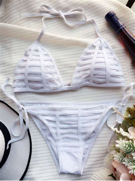 15 Off 2021 Cutout String Bikini Set In White Zaful