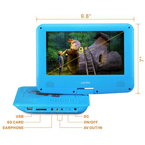 Ueme 9 Portable Dvd Player With Car Headrest Mount Holder Swivel
