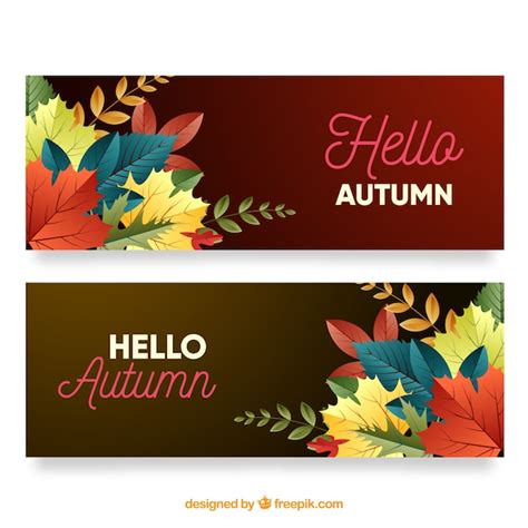 Free Vector Autumn Banners With Colorful Leaves