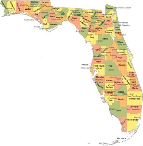 Florida Map With County