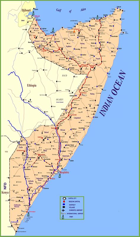 Large Detailed Map Of Somalia With Cities And Towns