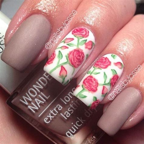47 Gorgeous Rose Nail Art Designs For Summer Flower Nails Nail
