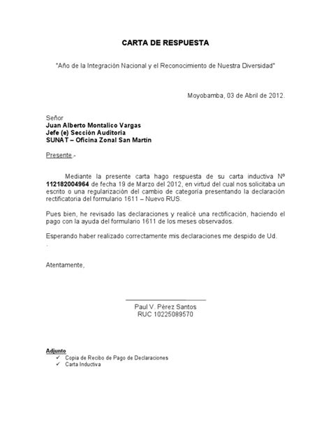 Carta De Respuesta Pdf