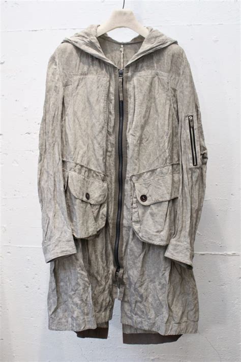 Om1711105 Ss17 Metal Long Hooded Coat Ziggy Chen Dirty Gray