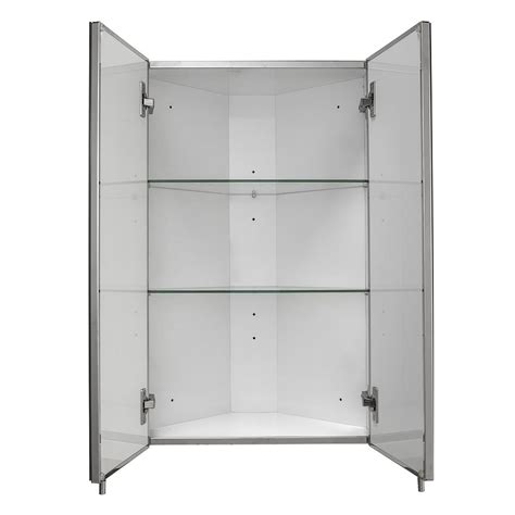 Croydex Avisio Double Door Stainless Steel Corner Mirror Cabinet Wc766105