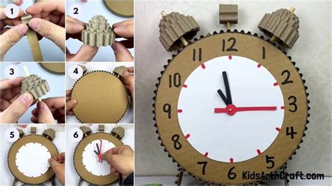 How To Make Cardboard Alarm Clock Recycled Craft For Kids Clock Craft