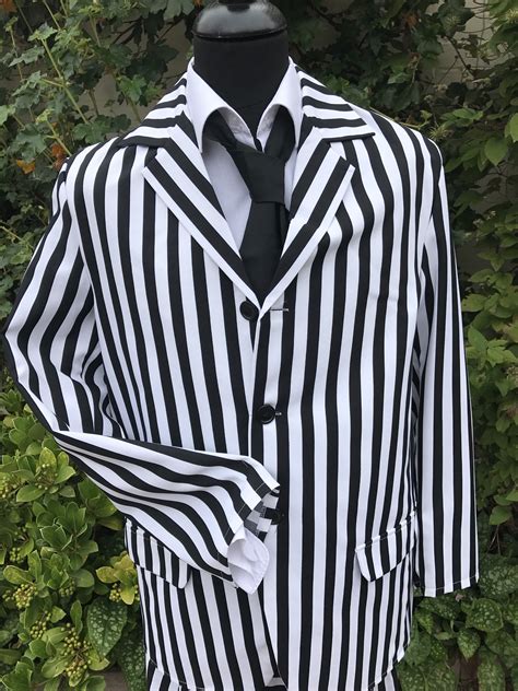 Mens Beetlejuice Costume For Hire Halloween And 80s Fancy Dress
