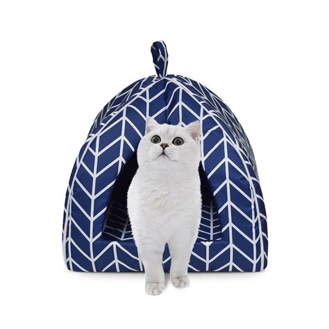 Luxury Small Pet Foldable Foam Padded Cat Cave Bed With Pillow