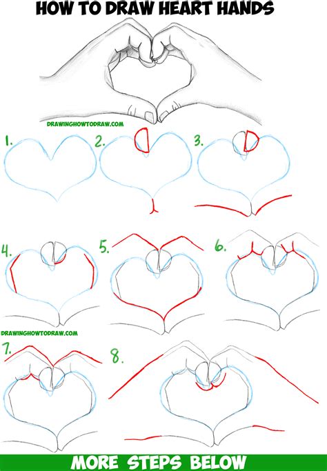 Learn to draw holding hands. How to Draw Heart Hands in Easy to Follow Step by Step ...
