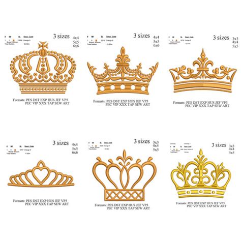 Princess Crown Embroidery Designscrowns Pack 06 Designstiara