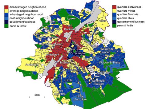 Map Of Socio Economic Divisions By Neighbourhood In The Brussels Region