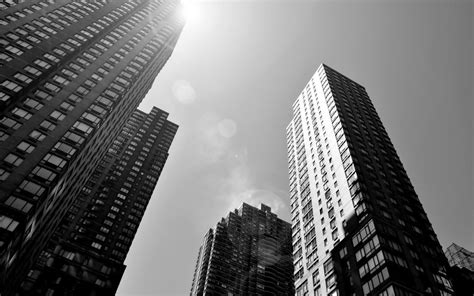 Black And White Cityscapes Architecture Buildings Skyscrapers Wallpaper